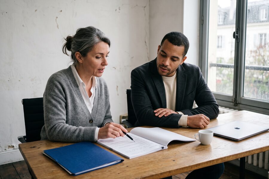 Advisor going through documents with an ENTRISE member